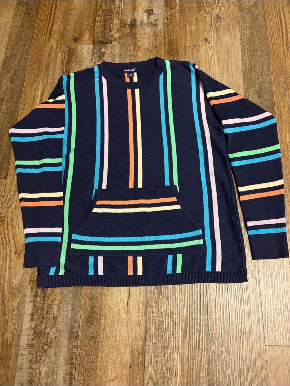 Studio Park Kangaroo Pocket Striped Pullover Multicolored Size XXS